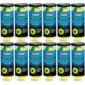 TOURNA 12 Pack Pressurized Green Dot Tennis Balls in a Pressurized Can, USTA Approved