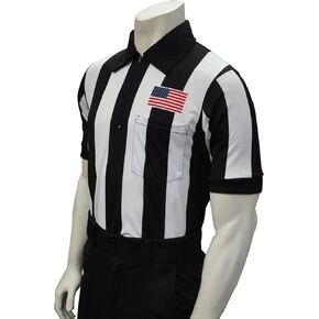 Smitty Official's Apparel Smitty Men's Short Sleeve Football Referee Shirt with 2 1/4 inch Stripes & USA Flag