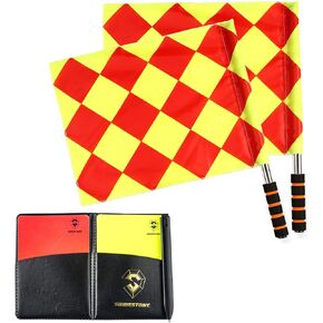 Shinestone Soccer Referee Flag Sports Match Football Linesman Flags with Case Referee Equipment-2 Designs（01）