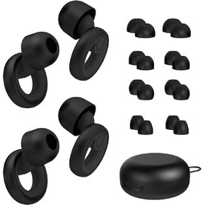 Ear Plugs for Sleeping Noise Cancelling 2 Sets, Reusable Earplugs Hearing Protection 30dB, Soft Silicone Ear Plugs for Concerts, Party, Focus - 8 Pairs Ear Tips in XS/S/M/L - Black