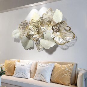 Home Decor Metal Wall Art Leaves, Modern Large Wall Sculptures Gold Flower Blooming Handmade 3D Wall Hanging Artwork Decoration for Living Room Bedroom Luxury Kitchen Gifts