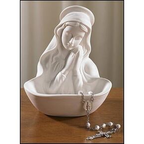 Our Lady of Grace Madonna Icon Statue 5" Porcelain Relic Keepsake Rosary Holder