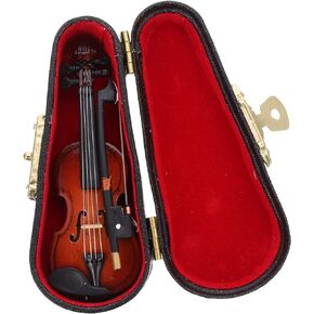 دمية الكمان 1 مجموعة كمان الحلي ديكور صغير 'الآلات الموسيقية سطح المكتب نموذج كمان خشبي صغير في العالم أصغر كمان زينة كمان صغير أداة صغيرة زينة الطفل in Kuwait