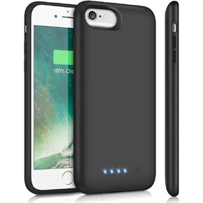 Battery Case for iPhone 6s/6/8/7/SE(2020/2022),Upgraded 6000mAh Rechargeable Charging Case External Battery Pack Charger Case for iPhone 8/7/6s/6/SE(3rd and 2nd Gen)[4.7 inch]- Black