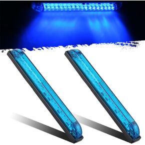 Partsam 2pcs Blue 30 LED 8 inch Utility Strip Light Bar, Trailer Truck Marker Light, 12V Low Current Draw, Slim Line Boat Marine Led Lights, Surface Mount
