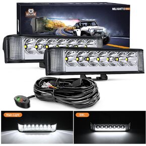 Nilight Side Shooter DRL LED Light Pods، 6.5 بوصة 2089LM Spot Flood Combo Bar مع مجموعة أسلاك لإضاءة الضباب المساعدة على الشاحنة، ATV، UTV، Jeep - ضمان لمدة 5 سنوات