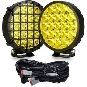 BIGLION.X 6Inch Round LED Offroad Lights 2pcs 210W 32000LM Super Bright LED Off Road Lights Spot Driving Lights with Wiring Harness Waterproof IP68 12V 24V for Pickup Trucks UTV SUV