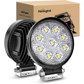 Nilight 4.4 Inch Square Utility LED Work Light W/Integrated Toggle Switch, 2PCS 36W 150° Flood Lamp for Offroad Heavy Equipment Vehicles Truck Tractor Golf Cart Boat ATV UTV
