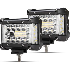 FIERYRED Side Shooter LED Pods 4 Inch Spot Flood Combo LED Light Bar,60W 8000LM Work Lights Off Road Driving Fog Bumper Lights for ATV UTV Truck Boat,IP68,1 year warranty(2pcs)