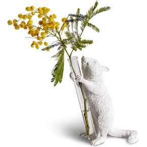 Whimsical Chipmunk Decorative Vase - Handcrafted Art, Realistic Charm, White Vases for Flowers, Modern Single Flower Vase, Perfect Living Room Decor, Unique Gift for Wife