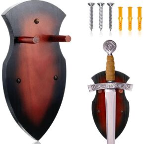 Sword Plaque Wooden Sword Holder Wall Mount Sword Wall Plaque Wood Sword Wall Display Plaque with Hardware for Home Decor