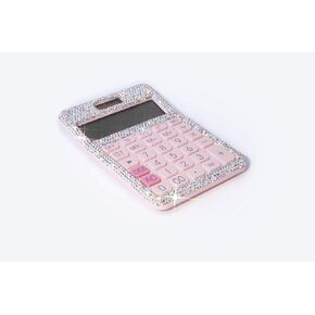 Stylish Bling Rhinestone Crystal Dazzling 12 Digit Solar and Battery Dual Power Large LCD Display Standard Desktop Calculator for Office,Home, School (Pink)