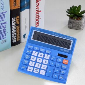 Desktop Calculator Basic Office Desk Calculator 12 Digit with Solar Power and Easy to Read LCD Display, Big Buttons, for Home, Office, School, Class and Business, with Battery - Purple