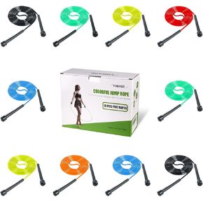 10 Pack PVC Jump Rope for Cardio Fitness - Versatile Adjustable Skipping Rope for Women Men Kids, Speed Jump Rope for Exercise,9 Feet