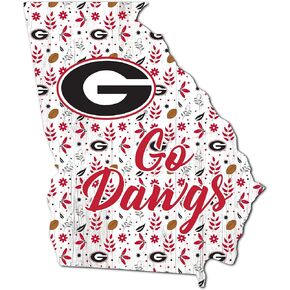 Fan Creations NCAA Georgia Bulldogs Unisex University of Georgia Floral State Sign, Team Color, 12 inch