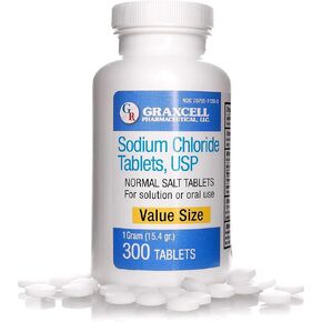 Sodium Chloride Tablets 1gm | Electrolyte Salt Pills for POTS Syndrome and Dysautonomia Support | Rapid Rehydration, Natural Ingredients | (15.4gr.) | 100 Count | Made in The USA