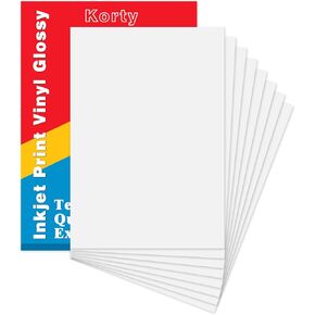 فينيل قابل للطباعة للطابعة النافثة للحبر، 20 ورقة من ورق الفينيل الأبيض اللامع الممتاز القابل للطباعة المقاوم للماء، 8.3 بوصة × 11.7 بوصة in Kuwait