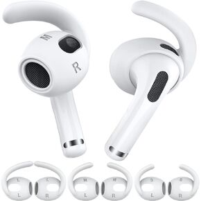 AhaStyle 4 Pairs AirPods 3 Ear Tips Silicone Earbuds Cover [Not Fit in The Charging Case] Compatible with Apple AirPods 3 2021 (2 Pair Large + 2 Pairs Small, Black)