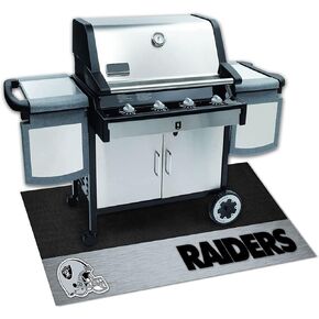 FANMATS 12196 Las Vegas Raiders Vinyl Grill Mat - 26in. x 42in. - Deck Patio Protective Mat | Oil, flame, and UV resistant