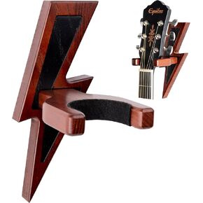 TESLYAR Guitar Holder Wall Mount Ash Wood Wooden Guitar Hanger Hook Stand Rack Guitar Hanger for Electric Classic Acoustic and Bass Guitar Musical Instruments Hardwood (Mahogany) in Kuwait