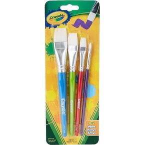 Crayola Large Paint Brushes (4ct), Kids Paint Brush Set, Thin & Thick Paint Brushes, for Acrylic, Tempera, Water Based Paint, Ages 3+