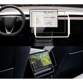 for 2024 Tesla Model 3 Highland Navigation 15.4" and Rear 8" Screen Protector Tempered Glass with Auto-Alignment Tool Dashboard Touchscreen Accessories (Matte)