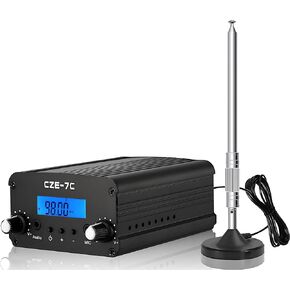 7W 1W FM Transmitter for Church, Long Range FM Broadcast Transmitter for Drive-in Movie, Church Parking Lot, Lights Fireworks Show,Fireworks Display,School, Supermarket Events