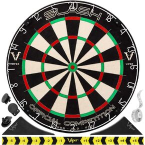 Viper Slash Official Competition Bristle Steel Tip Dartboard, WDF Accredited with Staple-Free Ultra-Thin Metal Wiring, Self-Healing Professional-Grade African Sisal, Magnetic Dart Holders,Black