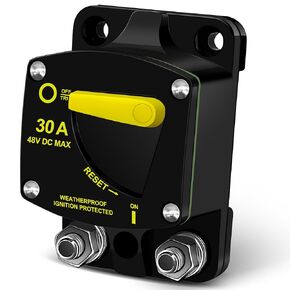 150 Amp High Amp Marine Rated Circuit Breaker for Boat Trolling Motor with Manual Reset Switch, Water Proof, 12V- 48V DC