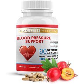 Premium Blood Pressure Support Supplements with Hawthorn, Hibiscus, Olive Leaf, Green Tea, Garlic, & Organic Herbs. for a Healthy Lifestyle-90 Capsules