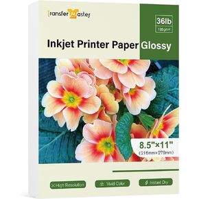 150 Sheets Glossy Thin Inkjet Printer Paper 36lb for DIY Chip Bag Flyer Brochure for Inkjet Printer Dye Ink Single-Side Print 8.5 x 11 Inch Photo Paper 135gsm