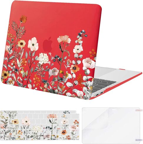 حافظة MOSISO متوافقة مع جهاز MacBook Air 13 بوصة 2022 2021 2020 2019 2018 إصدار A2337 M1 A2179 A1932 شاشة ريتينا، غطاء صلب من البلاستيك على شكل زهور الحديقة وغطاء لوحة مفاتيح وواقي شاشة، شفاف in Kuwait
