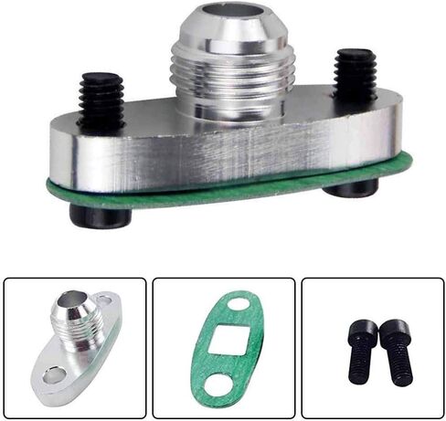 Turbo Oil Drain Outlet Flange Adapter Kit with Gasket 10 an Fitting T3 T4, 0.48 Inch Outlet in Saudi Arabia