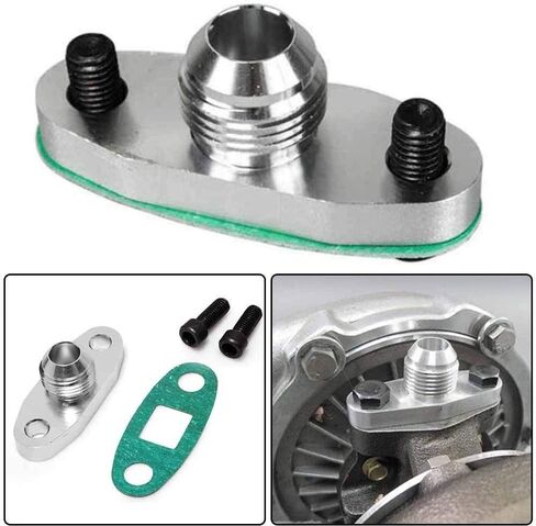 Turbo Oil Drain Outlet Flange Adapter Kit with Gasket 10 an Fitting T3 T4, 0.48 Inch Outlet in Saudi Arabia