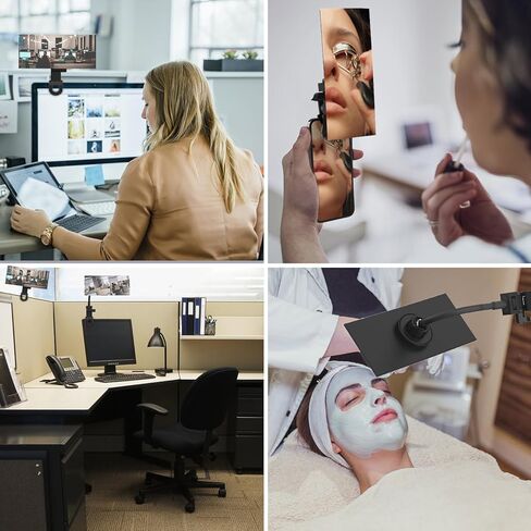 Clip on Mirror For Monitor Desk Rear View, Office Security Cubicle Mirror to See Behind You for the Safety, Clip Convex Mirror with Flexible Arm for Lash Content Creators in Kuwait