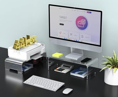 Zimilar 2 Pack Monitor Stand Riser, Acrylic Computer Stand Riser for Computer, Laptop, Printer, Notebook, iMac, Crystal Clear Laptop Stand and Monitor Riser(Large & Small Acrylic) in Kuwait