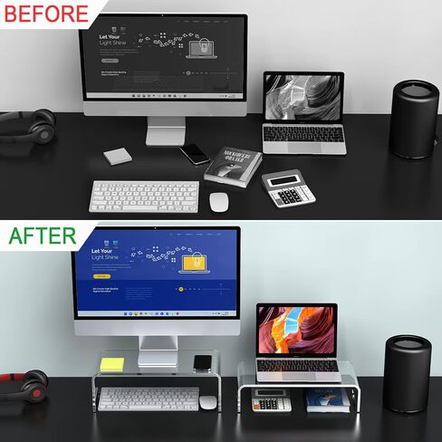 Zimilar 2 Pack Monitor Stand Riser, Acrylic Computer Stand Riser for Computer, Laptop, Printer, Notebook, iMac, Crystal Clear Laptop Stand and Monitor Riser(Large & Small Acrylic) in Kuwait