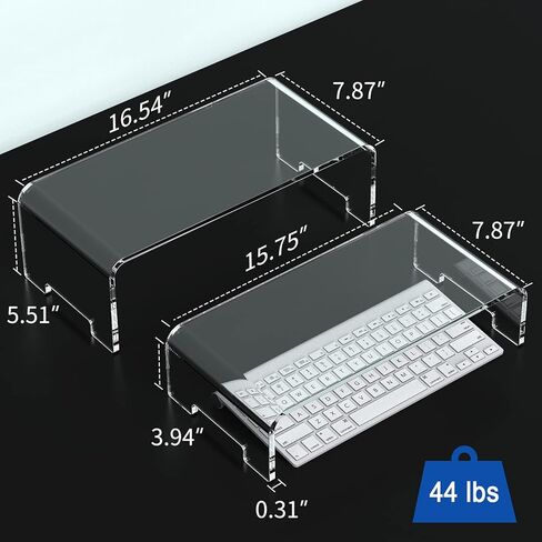 Zimilar 2 Pack Monitor Stand Riser, Acrylic Computer Stand Riser for Computer, Laptop, Printer, Notebook, iMac, Crystal Clear Laptop Stand and Monitor Riser(Large & Small Acrylic) in Kuwait
