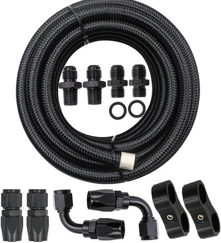 AN6 Automatic Transmission Cooler Line Kit with 2Pcs Separators For 4L60E 4L65E, Black Nylon Steel Braided Hose Kit in Saudi Arabia