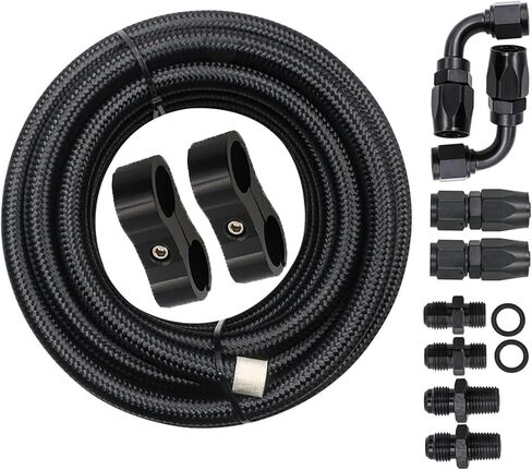 AN6 Automatic Transmission Cooler Line Kit with 2Pcs Separators For 4L60E 4L65E, Black Nylon Steel Braided Hose Kit in Saudi Arabia