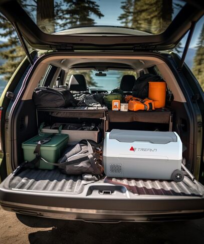 ثلاجة سيارة سعة 35 لتر/37 لتر - مبرد 4℉~68℉ 12 فولت مع منطقة مزدوجة وضاغط 110-240 فولت تيار متردد 12 فولت/24 فولت تيار مستمر، ثلاجة سيارة RV للسفر والتخييم وركوب القوارب in Kuwait