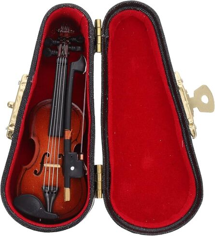 Doll Violin 1 Set Violin Ornaments Mini Decor ' Musical Instruments Desktop Tiny Wooden Violin Model Worlds Smallest Violin Adornment Tiny Violin Small Instrument Adornment Child in Saudi Arabia