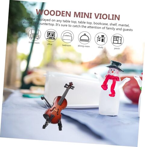 Doll Violin 1 Set Violin Ornaments Mini Decor ' Musical Instruments Desktop Tiny Wooden Violin Model Worlds Smallest Violin Adornment Tiny Violin Small Instrument Adornment Child in Saudi Arabia