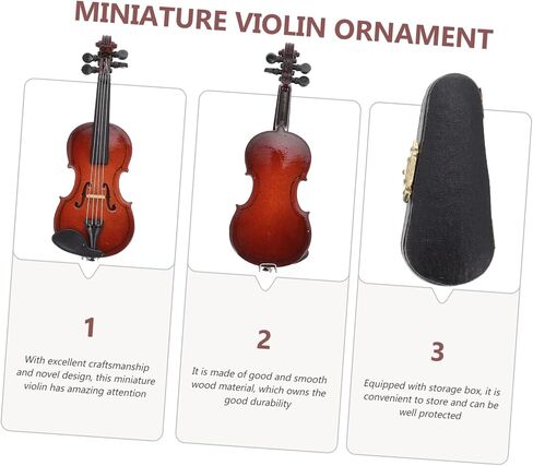 Doll Violin 1 Set Violin Ornaments Mini Decor ' Musical Instruments Desktop Tiny Wooden Violin Model Worlds Smallest Violin Adornment Tiny Violin Small Instrument Adornment Child in Saudi Arabia