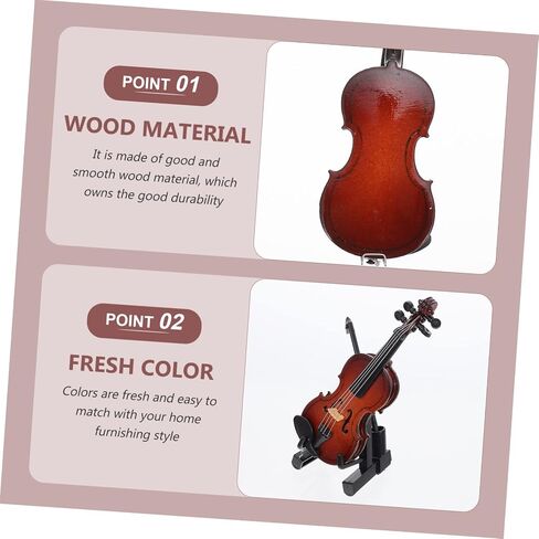 Doll Violin 1 Set Violin Ornaments Mini Decor ' Musical Instruments Desktop Tiny Wooden Violin Model Worlds Smallest Violin Adornment Tiny Violin Small Instrument Adornment Child in Saudi Arabia