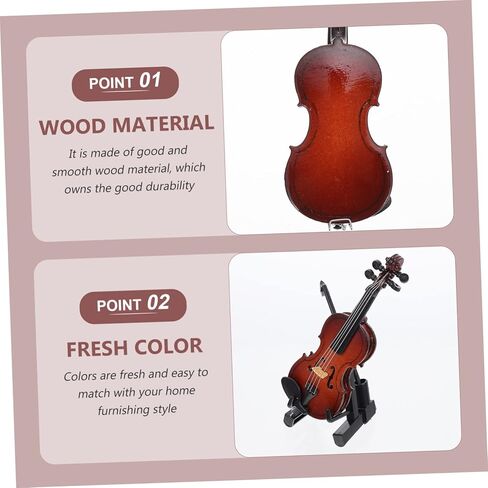 دمية الكمان 1 مجموعة كمان الحلي ديكور صغير 'الآلات الموسيقية سطح المكتب نموذج كمان خشبي صغير في العالم أصغر كمان زينة كمان صغير أداة صغيرة زينة الطفل in Kuwait