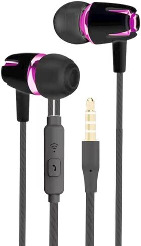 3.5mm Wired Earbuds with Ergonomic Design and Wired Connection,in-Ear Headphones with mic for Music（Black and Purple） in Saudi Arabia