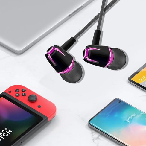 3.5mm Wired Earbuds with Ergonomic Design and Wired Connection,in-Ear Headphones with mic for Music（Black and Purple） in Saudi Arabia
