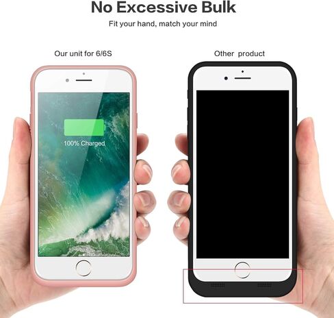 حافظة بطارية لهاتف iPhone 6s/6/8/7/SE(2020/2022)، حافظة شحن قابلة للشحن بقدرة 6000 مللي أمبير في الساعة، حافظة شاحن بطارية خارجية لهاتف iPhone 8/7/6s/6/SE(الجيل الثالث والثاني)[4.7 بوصة] - أسود in Kuwait