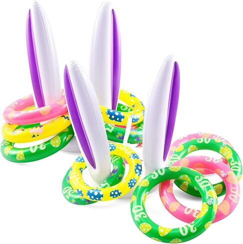 JOYIN Inflatable Bunny Rabbit Ears Ring Toss Game(2 Set &12 Rings), Inflatable Toss Game, Indoor and Outdoor Game for Easter Party Supplies in Saudi Arabia